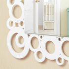 Dizajn modern Pasqyrë muri katrore e bardhë me dekorime druri - Flluskë Viadurini