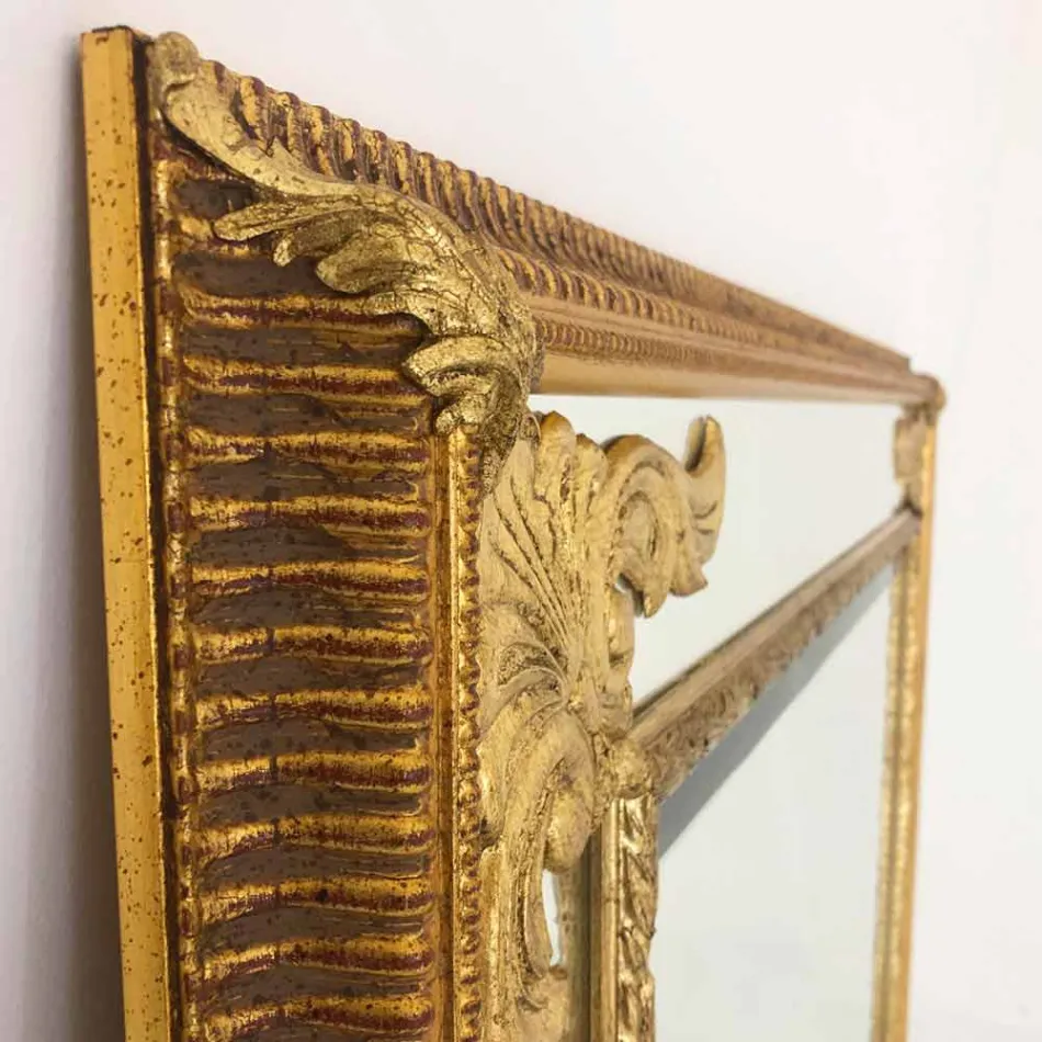 Pasqyrë mur drejtkëndëshe në dru, prodhuar në Itali, Valentino Viadurini