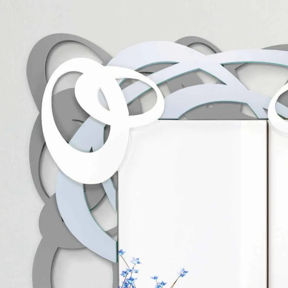 Dizajn Modern Pasqyrë Muri prej druri me drejtkëndëshe me ngjyra - Amalga Viadurini