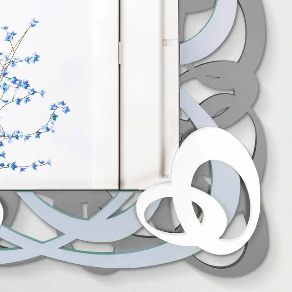 Dizajn Modern Pasqyrë Muri prej druri me drejtkëndëshe me ngjyra - Amalga Viadurini