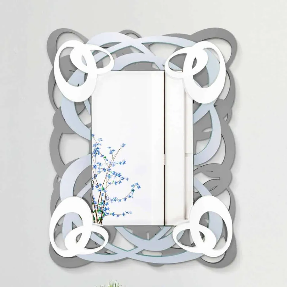 Dizajn Modern Pasqyrë Muri prej druri me drejtkëndëshe me ngjyra - Amalga Viadurini