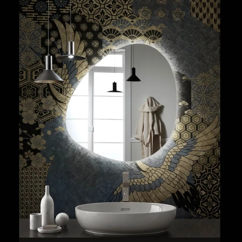 Pasqyrë me ndriçim të kthyeshëm LED Prodhuar në Itali - Talk Viadurini