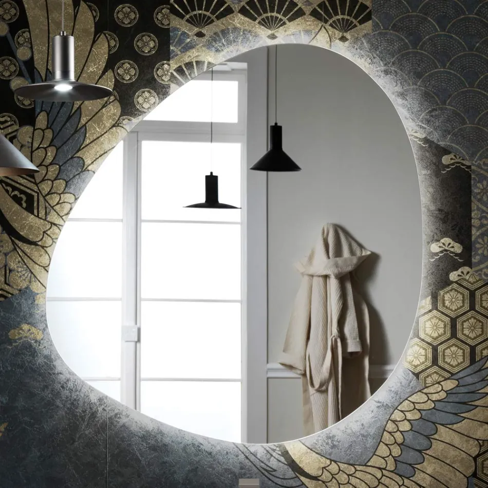 Pasqyrë me ndriçim të kthyeshëm LED Prodhuar në Itali - Talk Viadurini