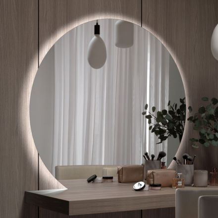 Pasqyrë me ndriçim të pasmë LED vetëm në anën rrethore Prodhuar në Itali - Prodhim Viadurini