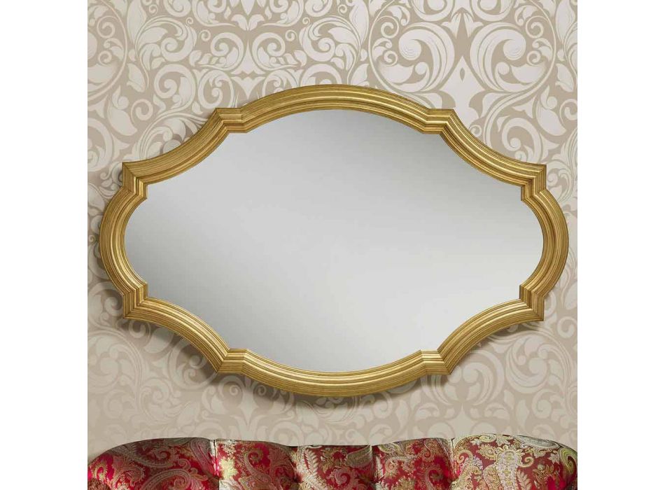 Pasqyrë moderne argjendi ose ari muri prej druri të bërë në Itali Davide Viadurini