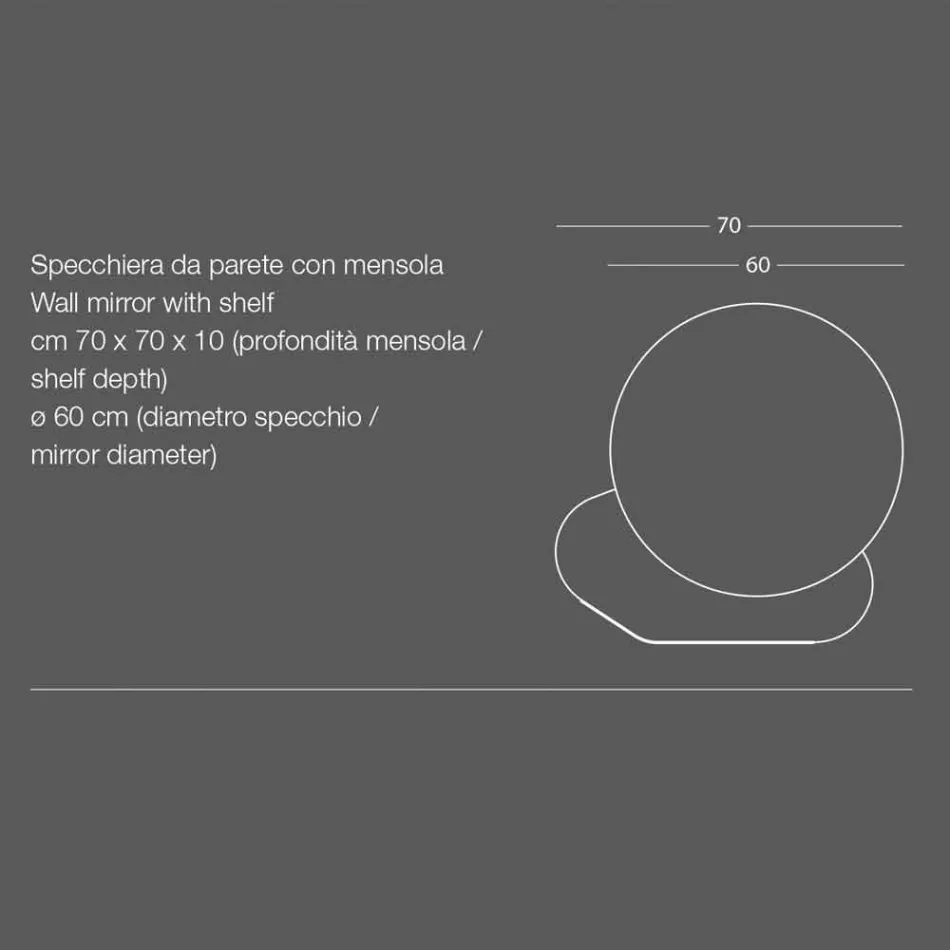 Pasqyrë muri me raft metalik në ngjyra të ndryshme Dizajn modern - Hera Viadurini