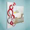 Dizajn Modern Mirror Mirror Bardhë E Kuqe Gri në Dru - Iluzion