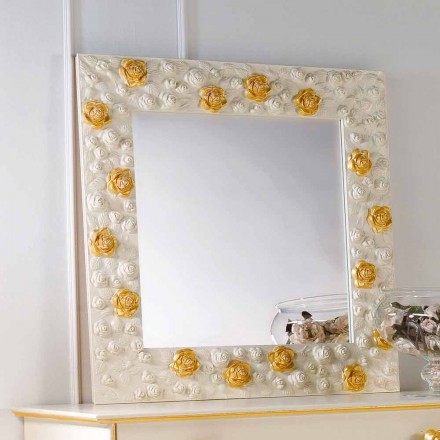 Pasqyrë muri me dizajn të zbukuruar me lule trëndafili Viadurini