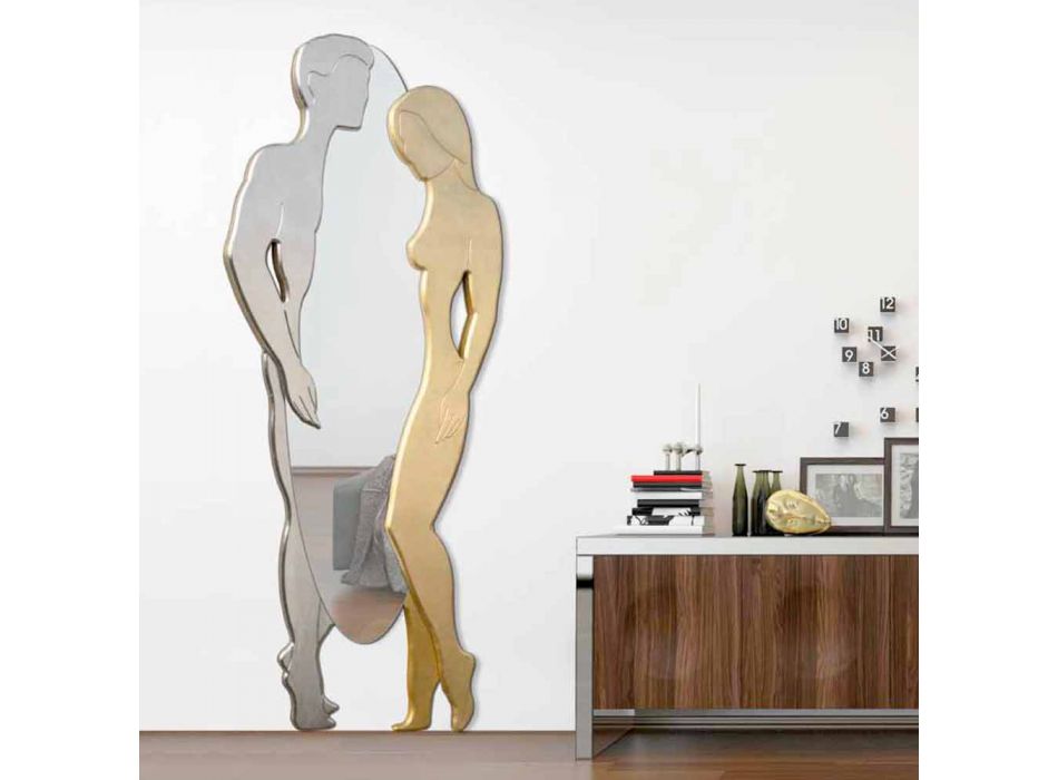 Pasqyrë muri në modelin modern MDF Burrë dhe grua në formë Viadurini