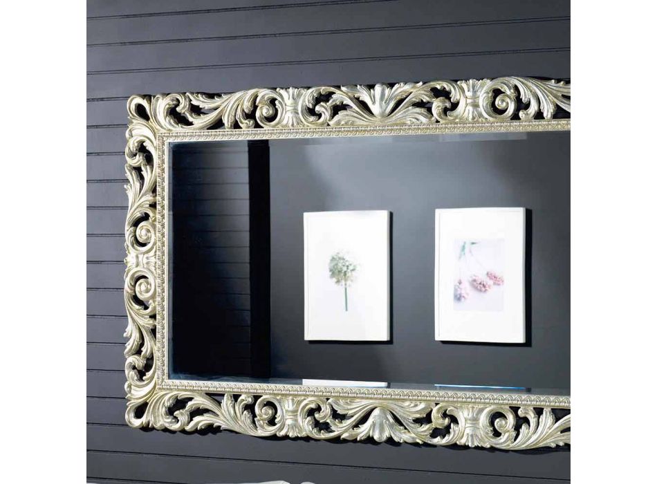 Pasqyra e murit të drurit me dizajn modern pasqyrë bërë në Itali Nicola Viadurini