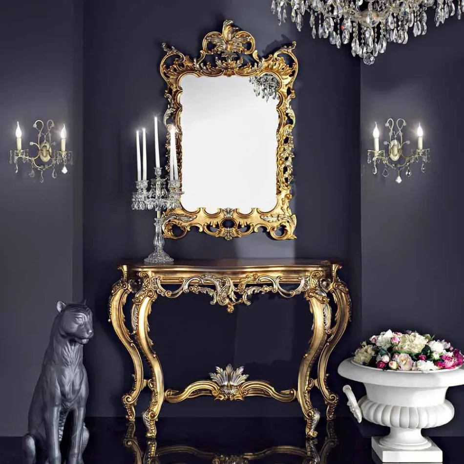 Pasqyrë muri prej druri dhe mdf e bërë në Itali tavolinë tastierë Andrea Andrea Viadurini