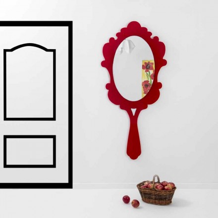 Pasqyrë e murit të kuq me kornizë të dekoruar Dëbora e bërë në Itali Viadurini