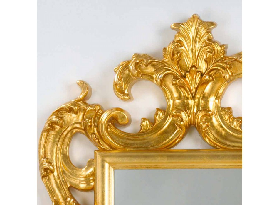 Pasqyrë dyshemeje/muri me dizajn klasik, përfundim me fletë ari Guerin Viadurini