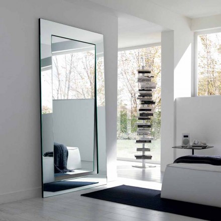 Pasqyrë drejtkëndëshe në dyshemenë e modelit modern të bërë në Itali - Salamina Viadurini