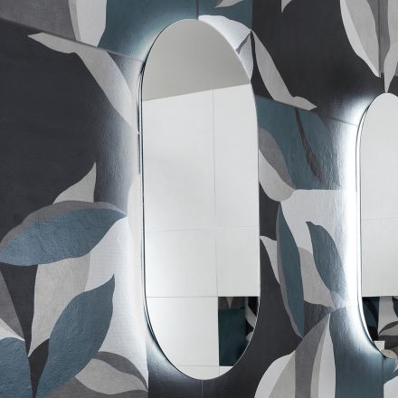 Pasqyrë me tela të lëmuar me dritë të pasme në formë të çrregullt Prodhuar në Itali - Studim Viadurini