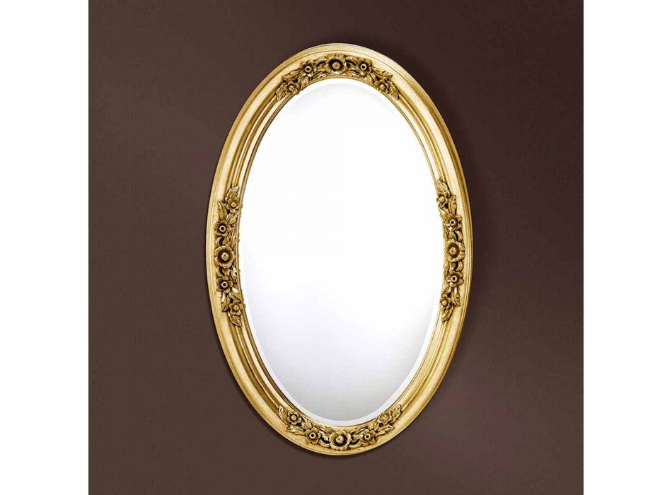 Pasqyrë moderne ovale prej druri të punuar me dorë në Itali Federico Viadurini