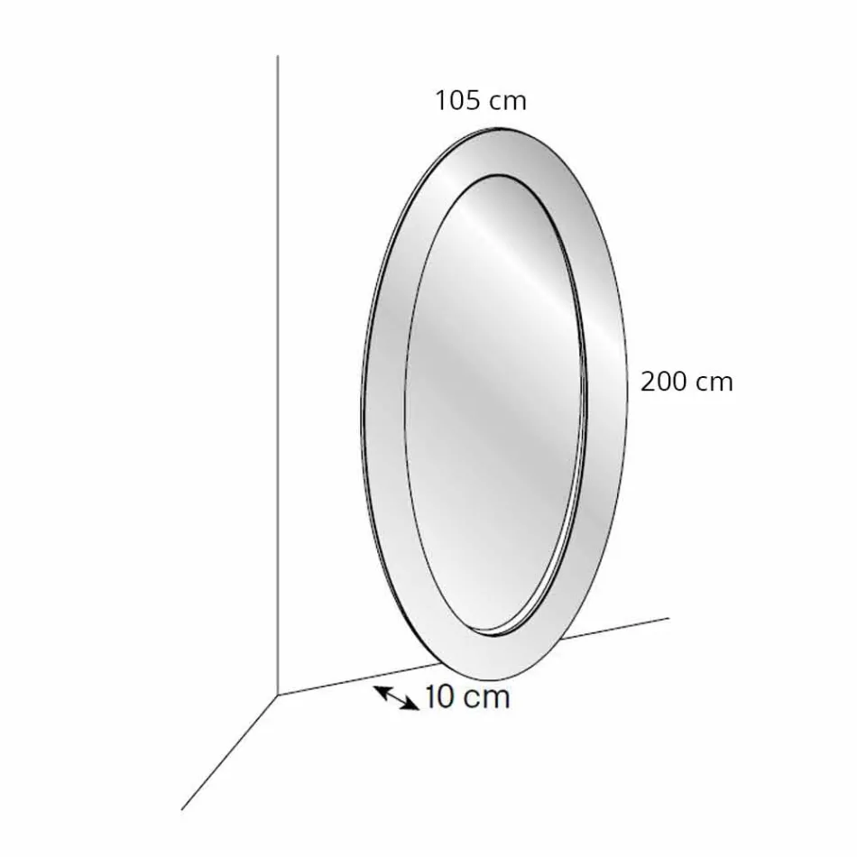 Pasqyrë moderne me dysheme ovale me kornizë të prirur e bërë në Itali - Salamina Viadurini