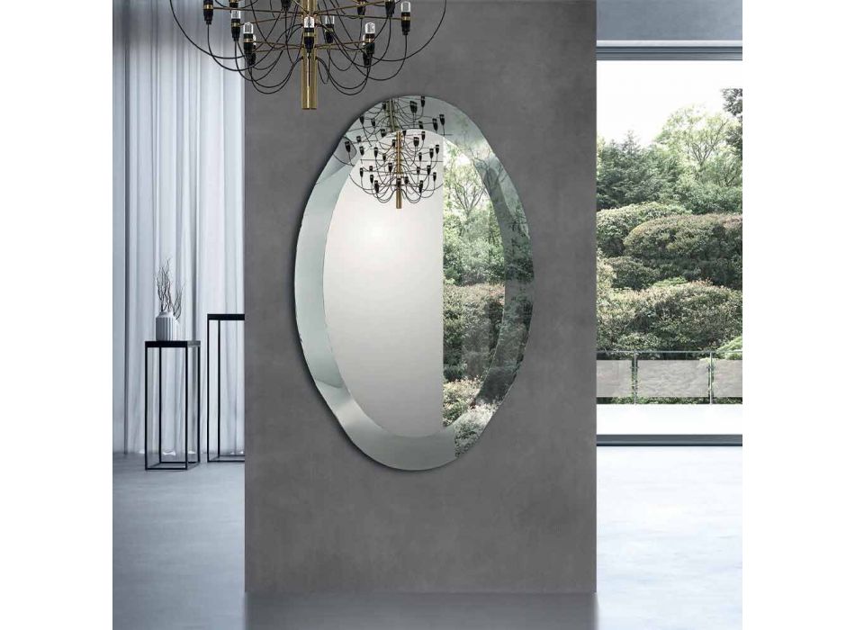 Pasqyrë me dizajn ovale në përfundim të kristalit të pasqyruar Prodhuar në Itali - Eclisse Viadurini