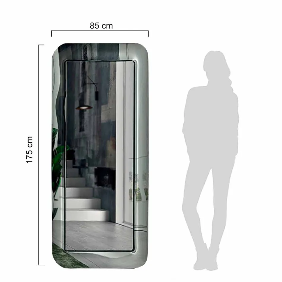 Pasqyrë e gjatë drejtkëndore me kornizë me efekt kristali Prodhuar në Itali - Loop Viadurini