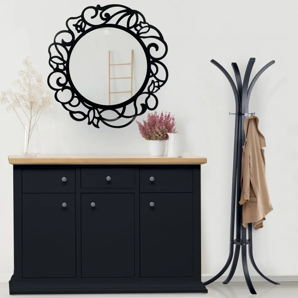 Pasqyrë e rrumbullakët me model punimesh Prodhuar në Itali - Ferona Viadurini