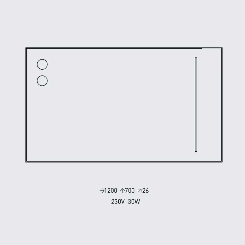 Pasqyrë muri me 2 llamba dhe kornizë alumini të zi prodhuar në Itali - kornizë Viadurini