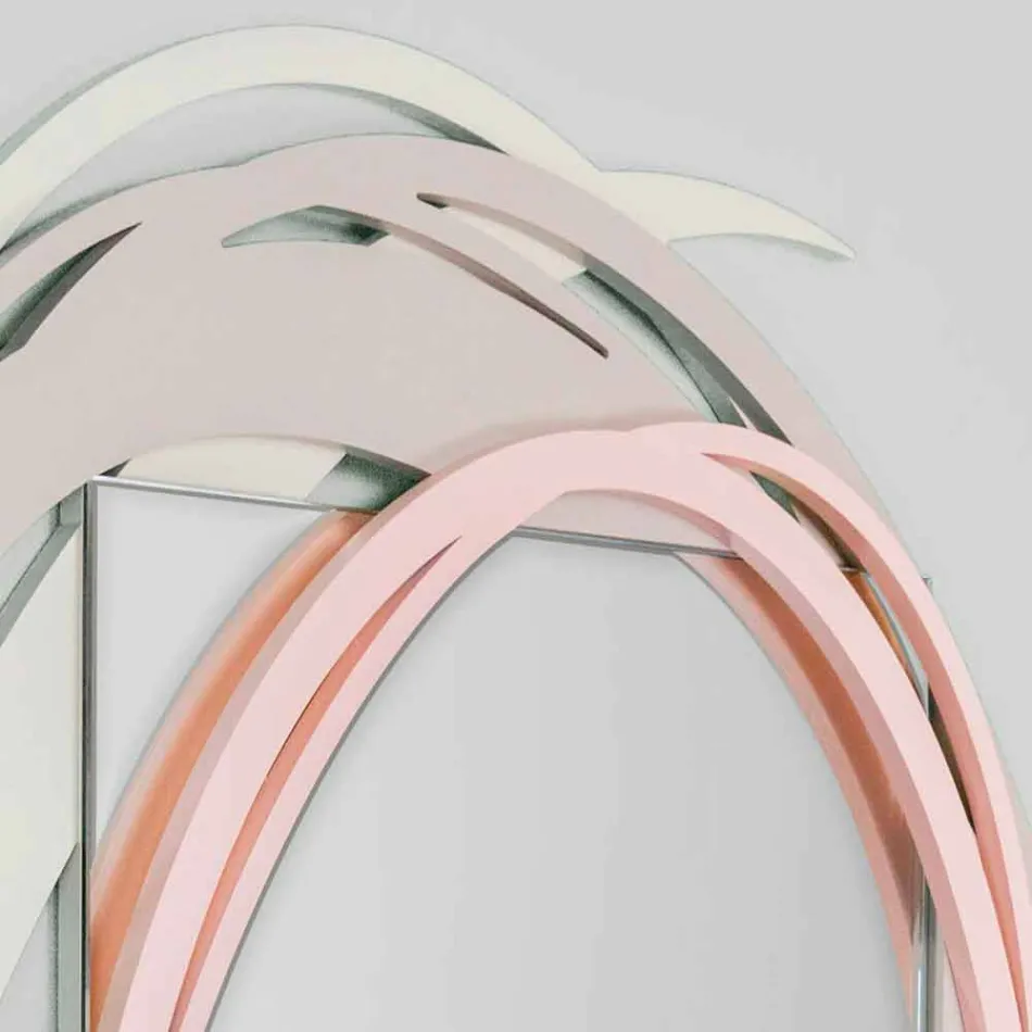 Pasqyrë muri moderne me dizajn dekorativ në dru me ngjyra - Orbita Viadurini