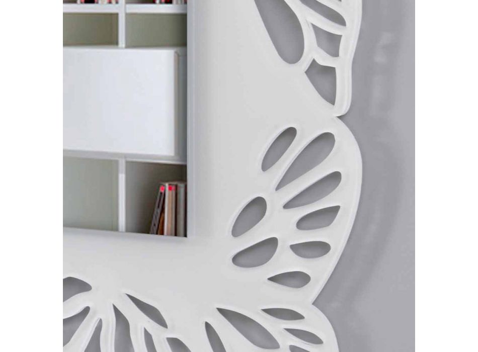 Pasqyra e murit me plexiglas të bardhë me kornizë të dekoruar drejtkëndëshe - Alidifarf Viadurini