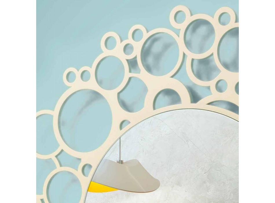 Pasqyrë muri e rrumbullakët në dru kafe të modelit modern me kornizë - Bombo Viadurini