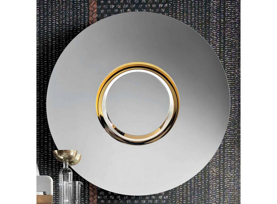 Pasqyrë muri me dizajn të rrumbullakët me metal të artë me copë - Merale Viadurini