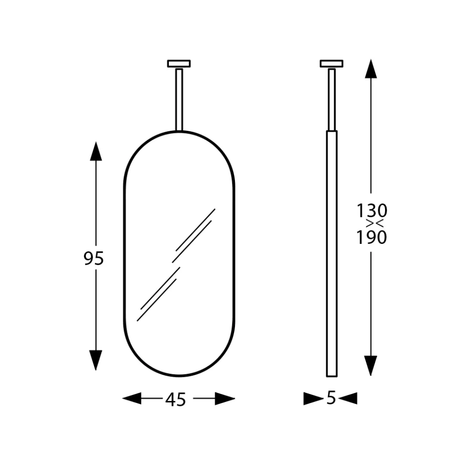 Pasqyrë metalike e varur me dritë opsionale Prodhuar në Itali - Amadeus Viadurini