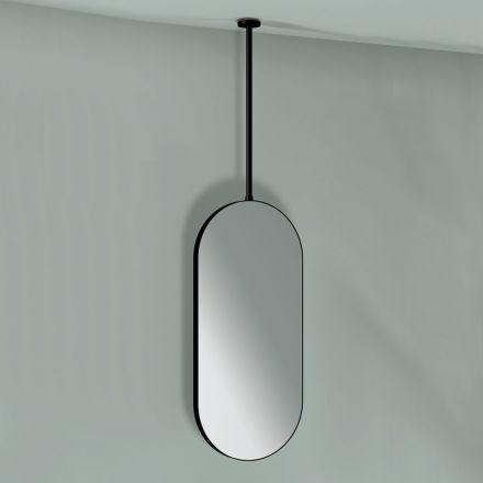 Pasqyrë metalike e varur me dritë opsionale Prodhuar në Itali - Amadeus Viadurini