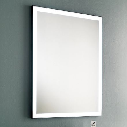 Pasqyrë banjo muri me kornizë të zezë metalike dhe LED prodhuar në Itali - Chebeo Viadurini