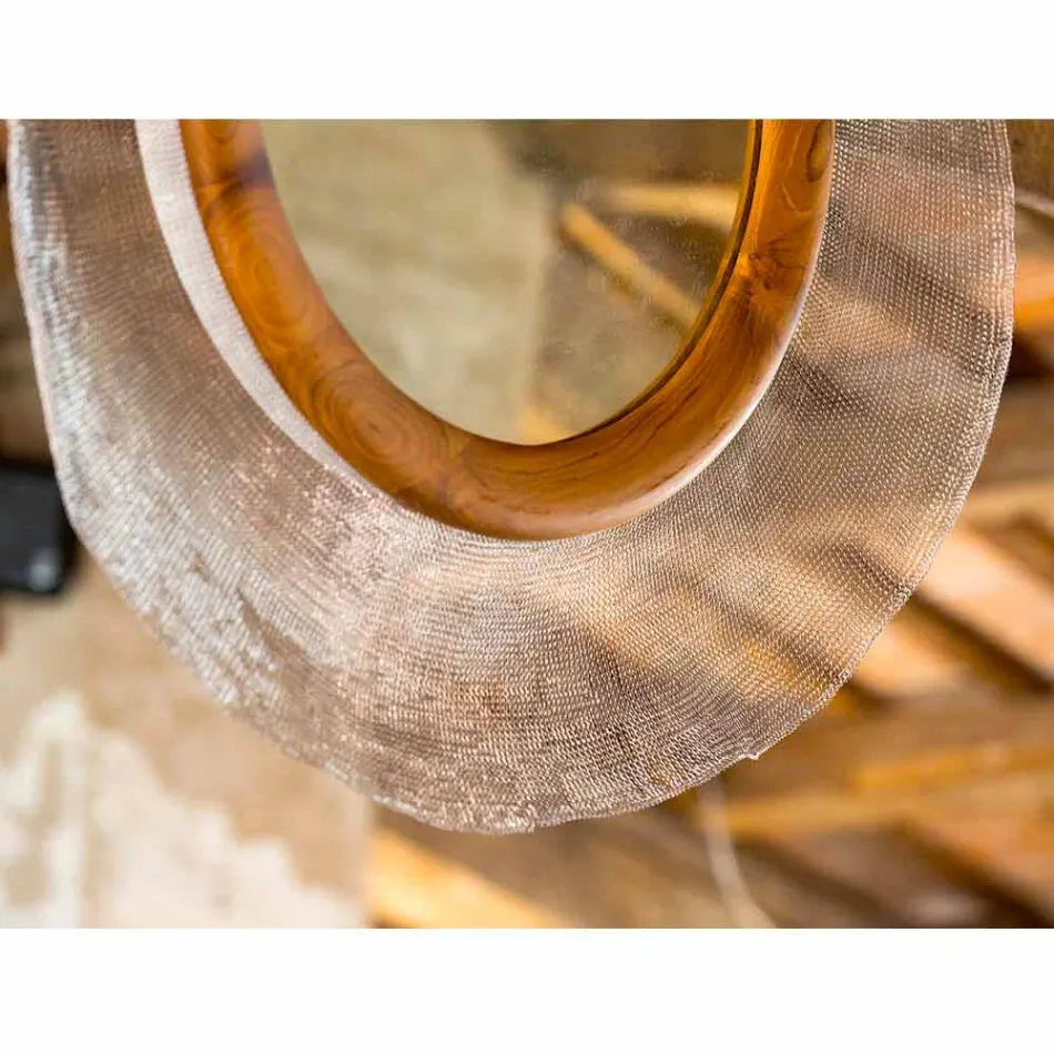 Pasqyrë moderne e montuar në mur në metal dhe me teqenë Monno Viadurini