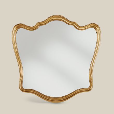 Kornizë klasike prej druri në formë pasqyre Fletë ari Prodhuar në Itali - Jenny Viadurini
