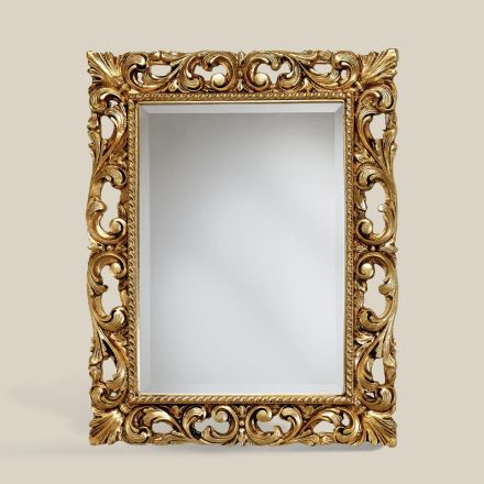 Kornizë klasike me pasqyrë drejtkëndore me fletë ari Prodhuar në Itali - E çmuar Viadurini