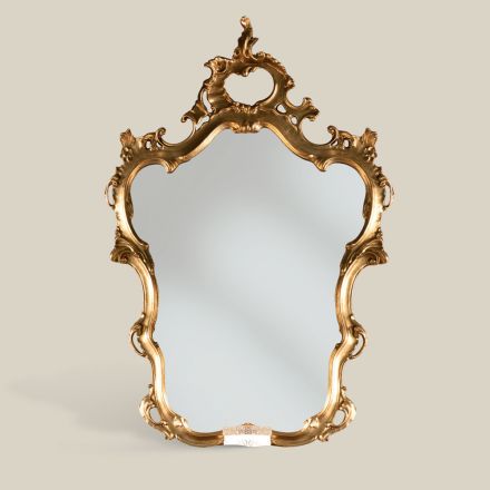 Pasqyrë në formë klasike me kornizë me gjethe ari Prodhuar në Itali - E çmuar Viadurini