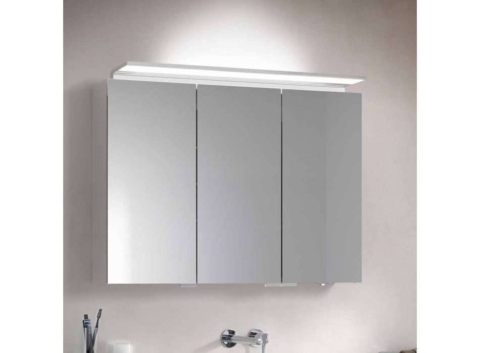 Pasqyrë kabinete muri moderne me dy dyer me rafte të brendshme - Bramo Viadurini