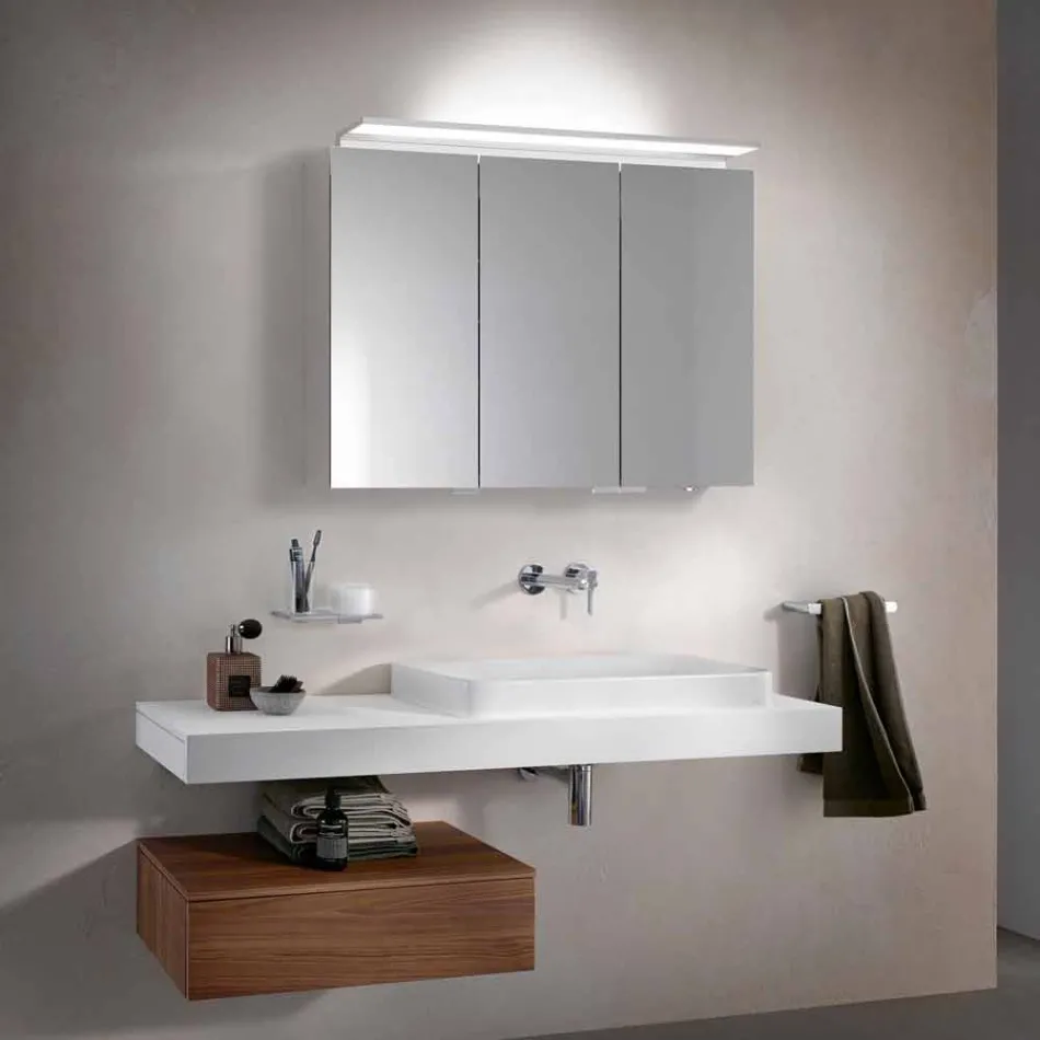 Pasqyrë kabinete muri moderne me dy dyer me rafte të brendshme - Bramo Viadurini