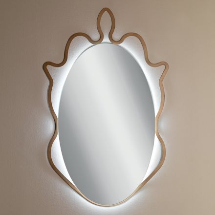 Pasqyrë me kornizë metalike dhe LED të integruar Prodhuar në Itali - Leonardo Viadurini