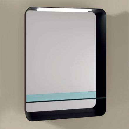 Pasqyrë me kornizë metalike dhe raft qelqi Prodhuar në Itali - Frida Viadurini
