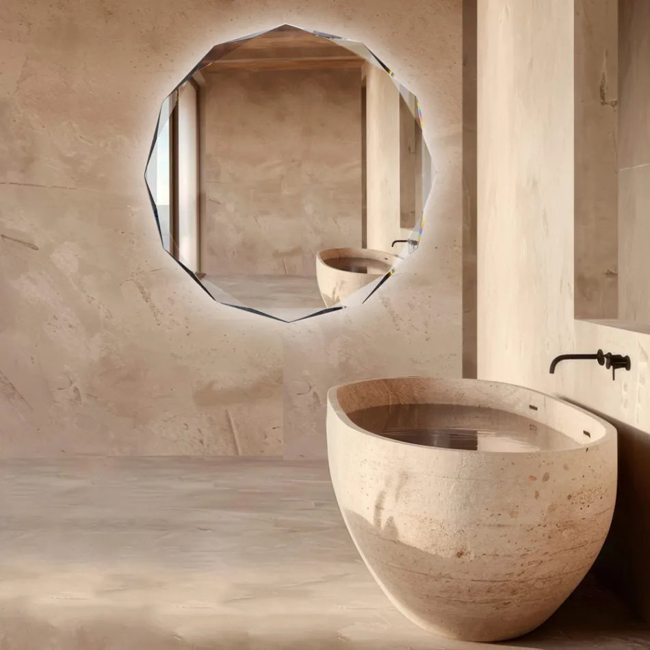 Pasqyrë e Gdhendur me Diamant me Skaje të Pjerrët - Excelsior Viadurini