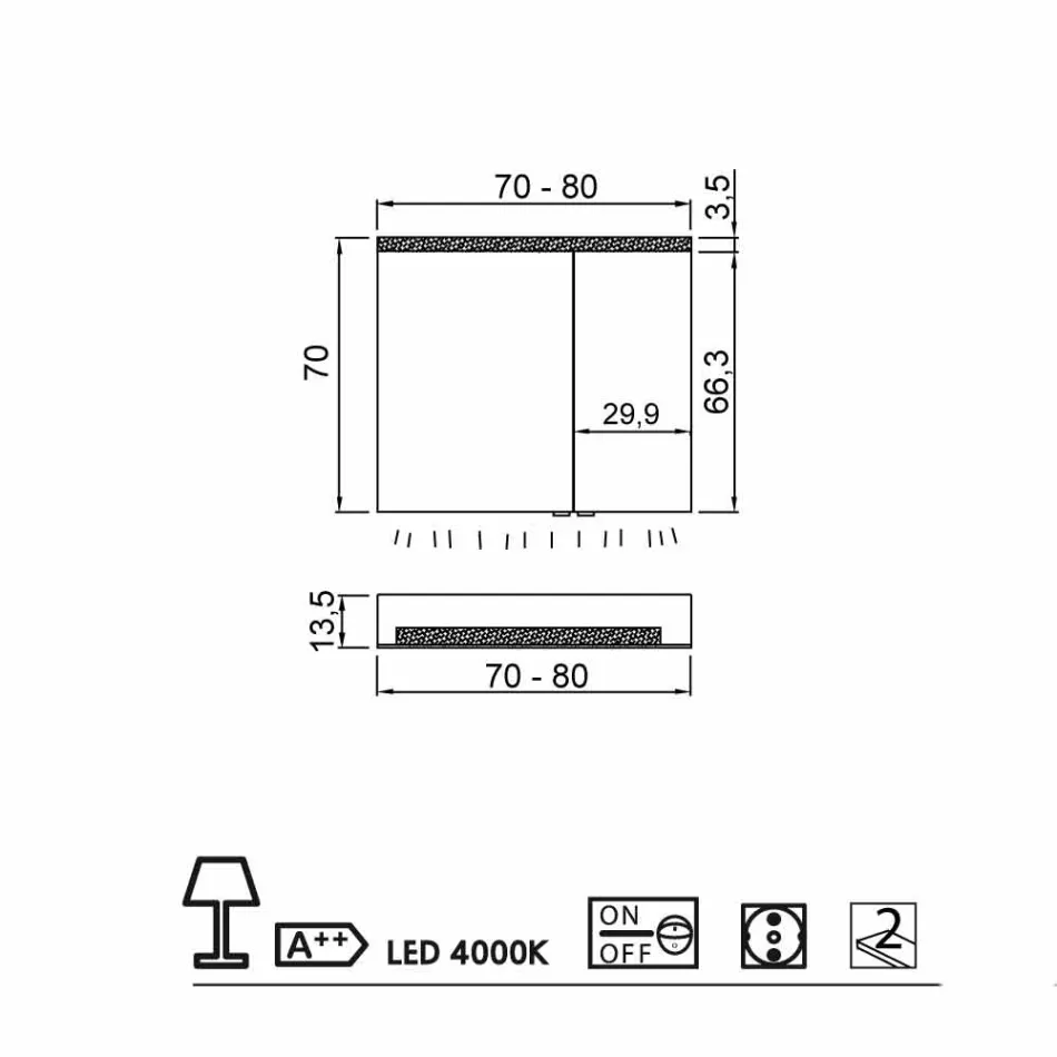 Pasqyra e kontejnerit 2 dyer dizajni moderne, ndriçim LED, Carol Viadurini