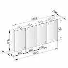 Enë pasqyre me 4 dyer kristali me 12 rafte dhe 4 drita LED - Maxi Viadurini