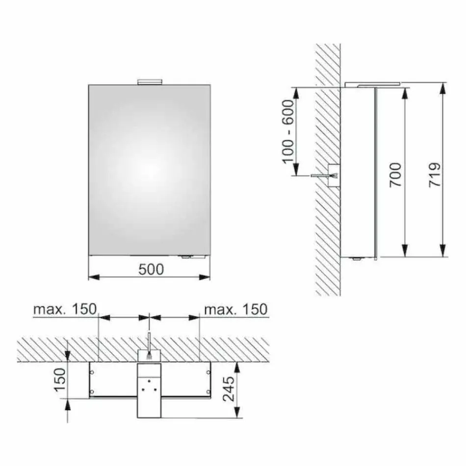 Pasqyrë për ruajtjen e murit me dyer të varura dhe ndriçim LED - Ratchet Viadurini