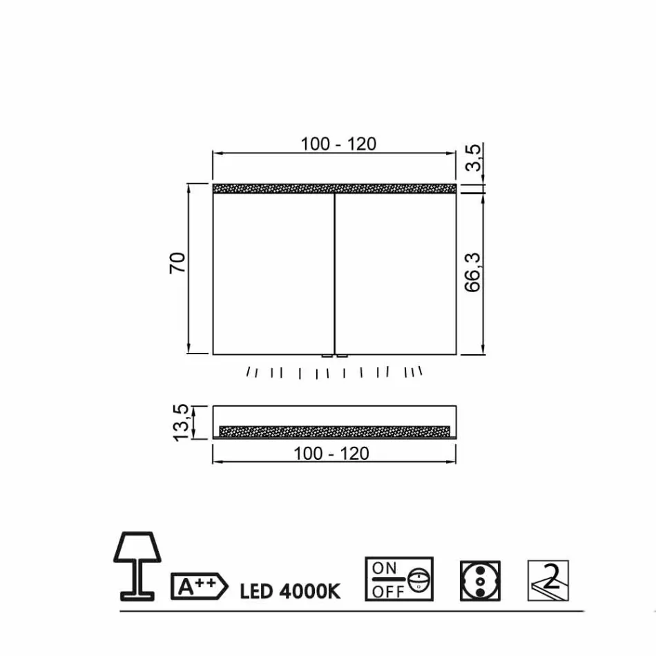 Pasqyrë e banjës me vaskë me dy dyer, dizajn modern, Carol Viadurini