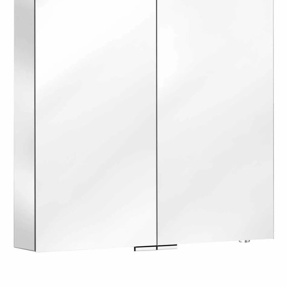 Pasqyrë muri me 2 dyer me dritë LED dhe bazat e energjisë - Bramo Viadurini