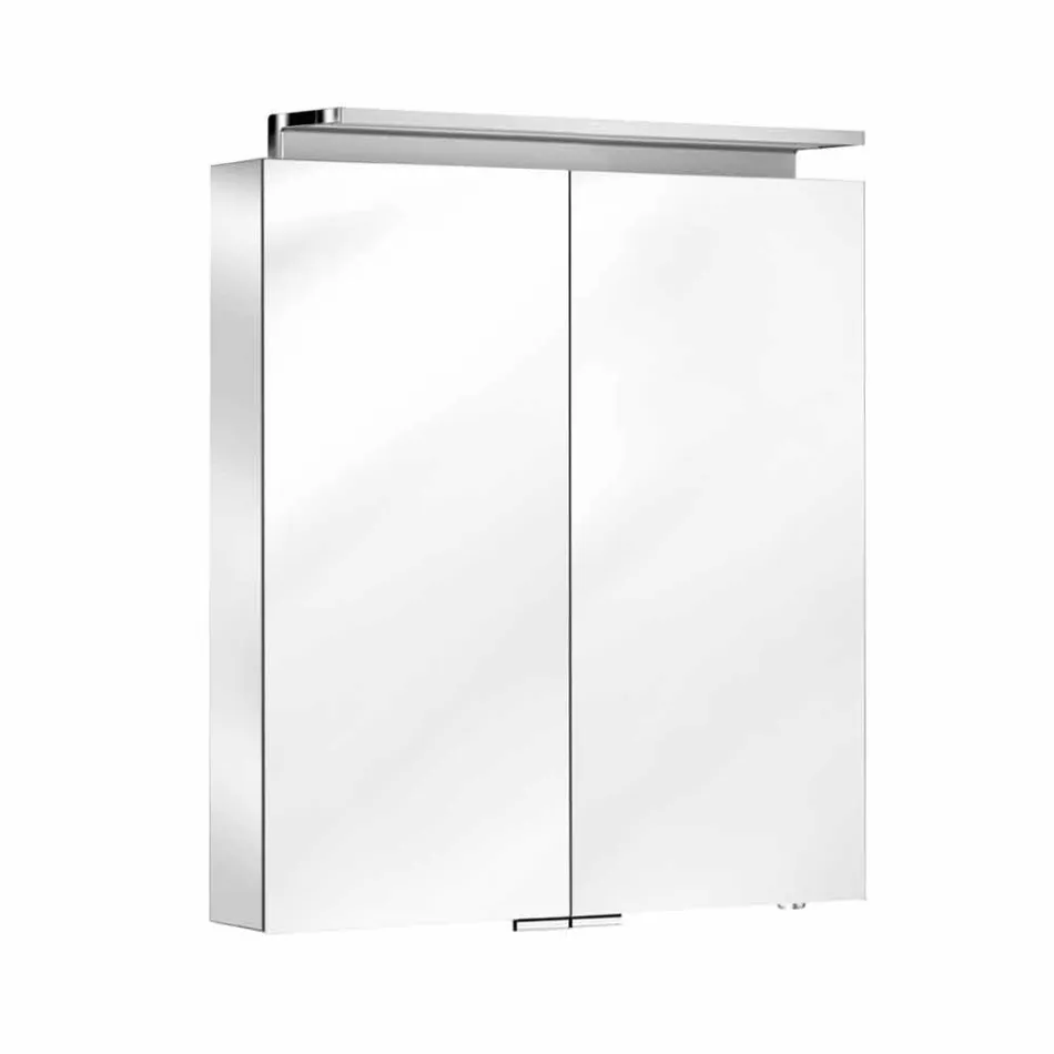 Pasqyrë muri me 2 dyer me dritë LED dhe bazat e energjisë - Bramo Viadurini