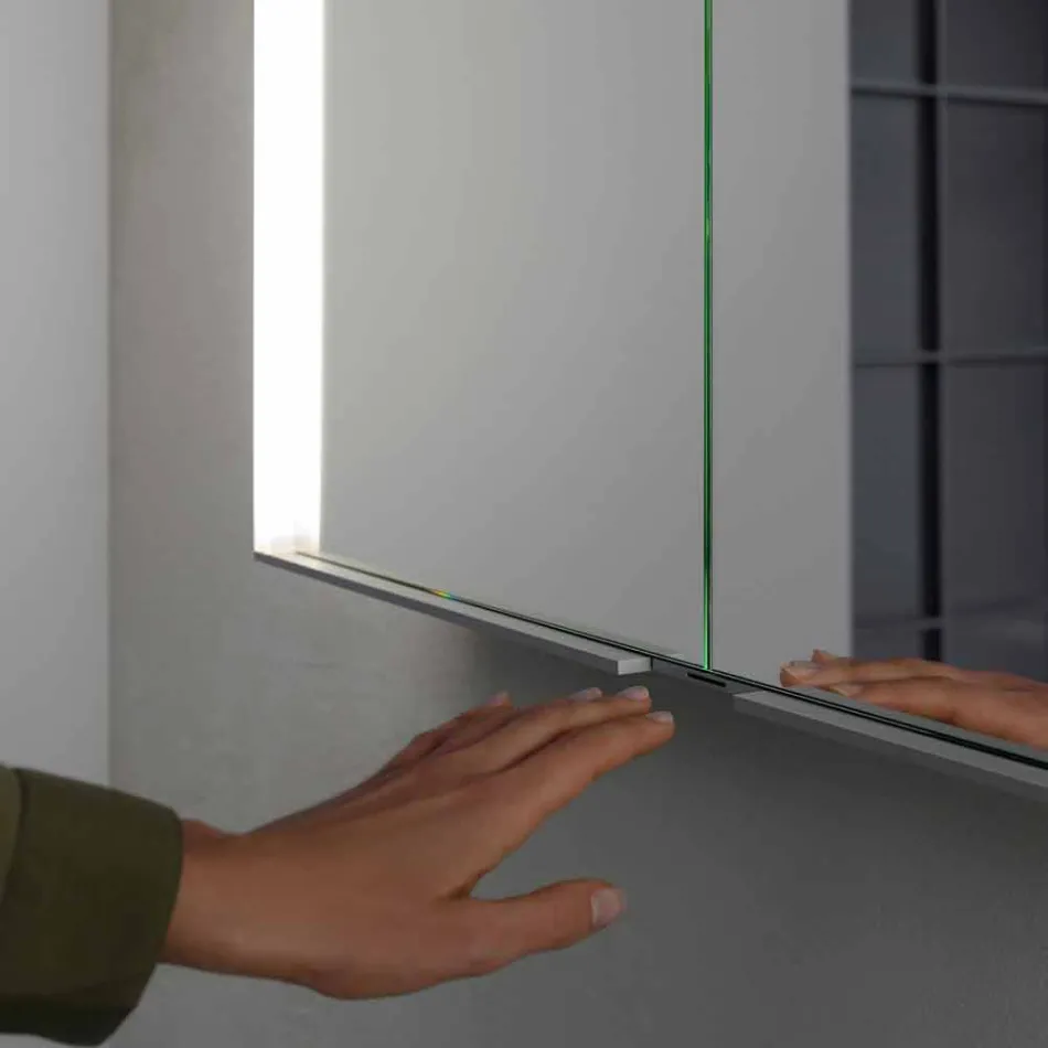 Pasqyrë muri në alumin me ndriçim LED - Demon Viadurini