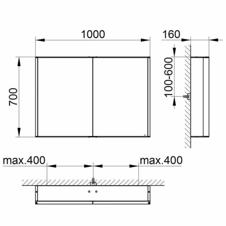 Pasqyrë muri në alumin me ndriçim LED - Demon Viadurini