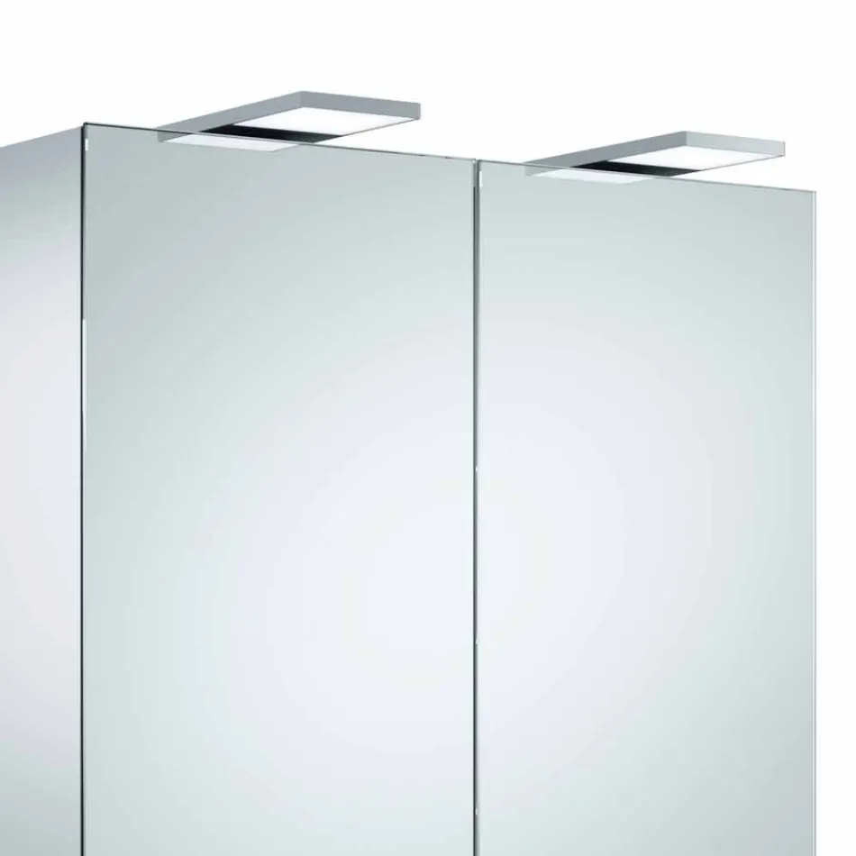 Pasqyrë moderne për ruajtjen e murit me 2 dyer dhe ndriçim LED - Ratchet Viadurini